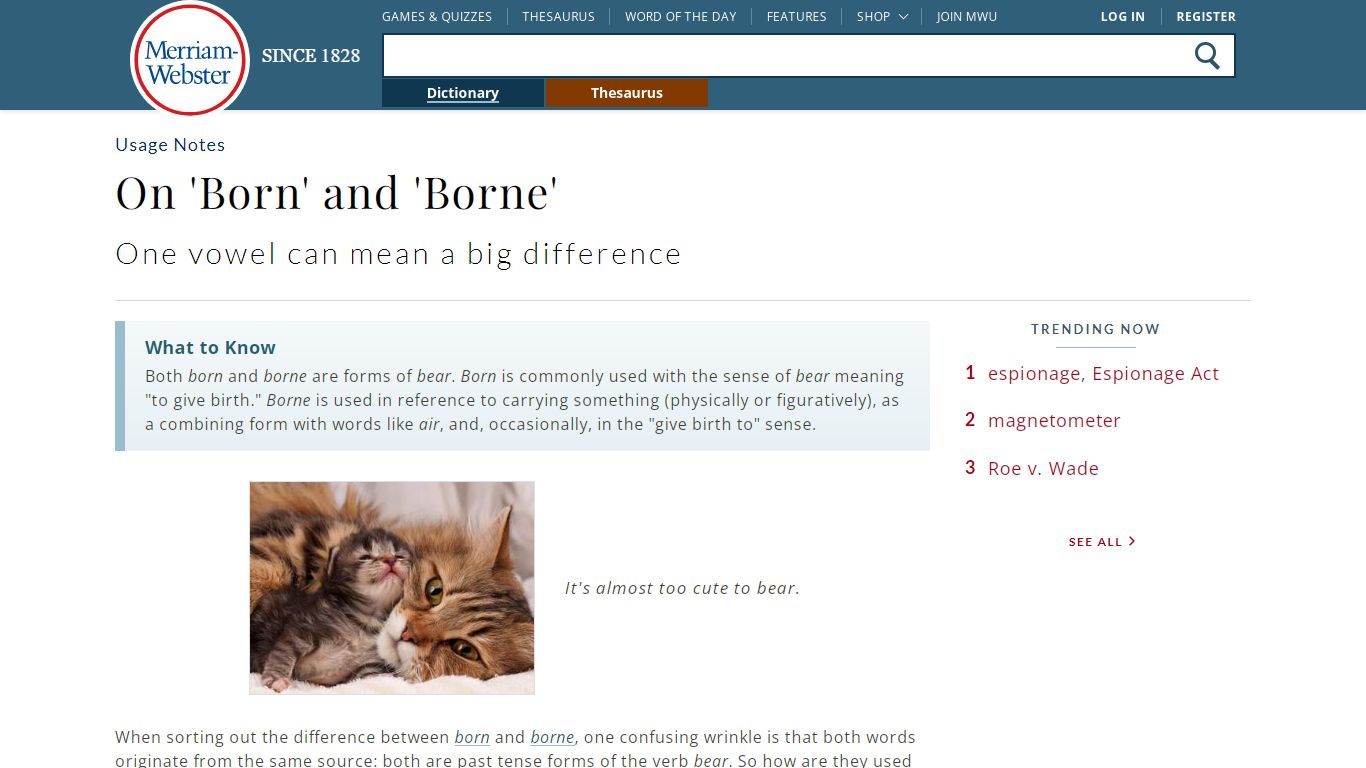 The Difference between 'Born' and 'Borne' | Merriam-Webster